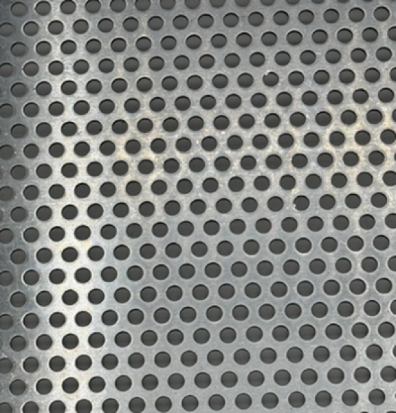 Aluminium Lochblech Rv 5-8, 1,5mm stark, Nahaufnahme der runden Lochung Aluminium Lochblech Rv 5-8, 1,5mm stark, Nahaufnahme der runden Lochung